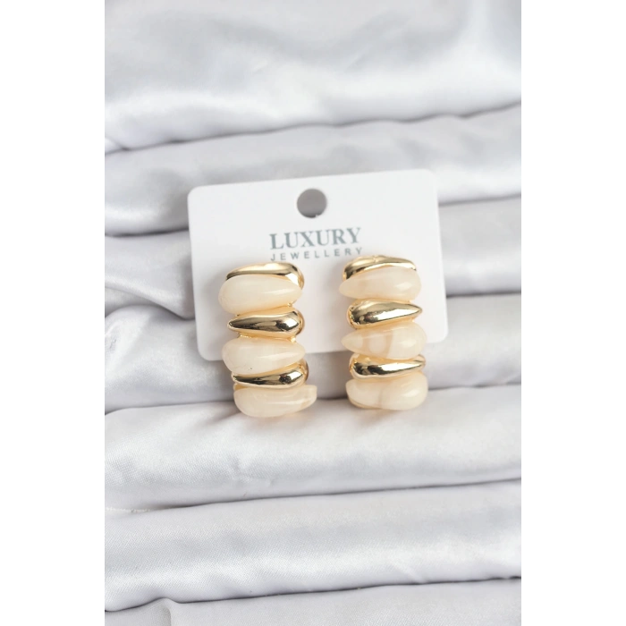 Krem Renk Pirinç Vintage Kadın Küpe - TJ-BKP11492