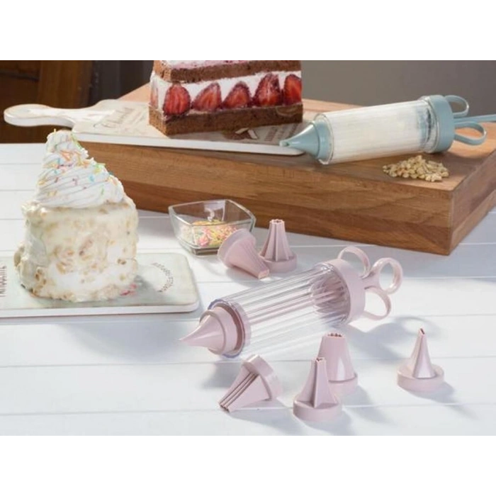 Krema Pompası Seti -Pasta Kek Süsleme Krema Şekillendirme Aparatı Seti