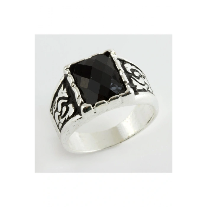 Kristal Taşlı Metal Erkek Yüzük