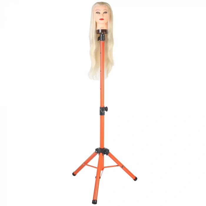 Kuaför Eğitim Mankeni İçin Metal Tripod - Turuncu + Taşıma Çantası