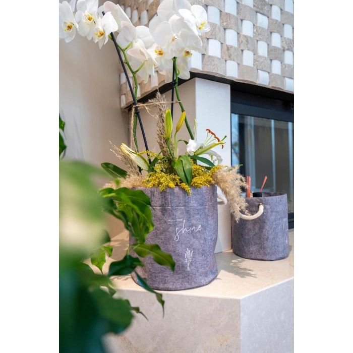 Kulplu Yuvarlak Düzenleyici Çok Amaçlı Kolay Taşınabilen Organizer Keçe Sepet (mini) 03662