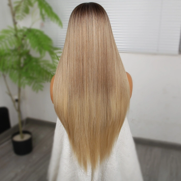 Kumral Dore Sarı Ombreli Fiber Sentetik Tül Peruk
