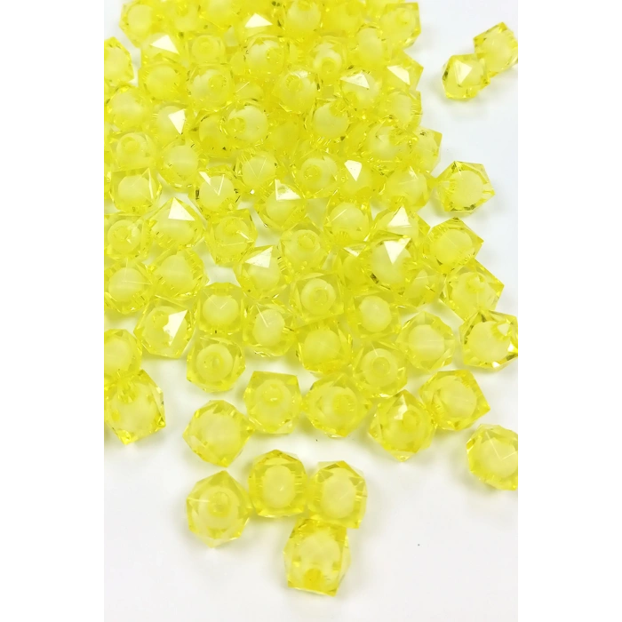 Küp Boncuk İçten Boncuklu Bileklik Çanta Boncuğu 10 mm 50 gr Sarı - BNC454