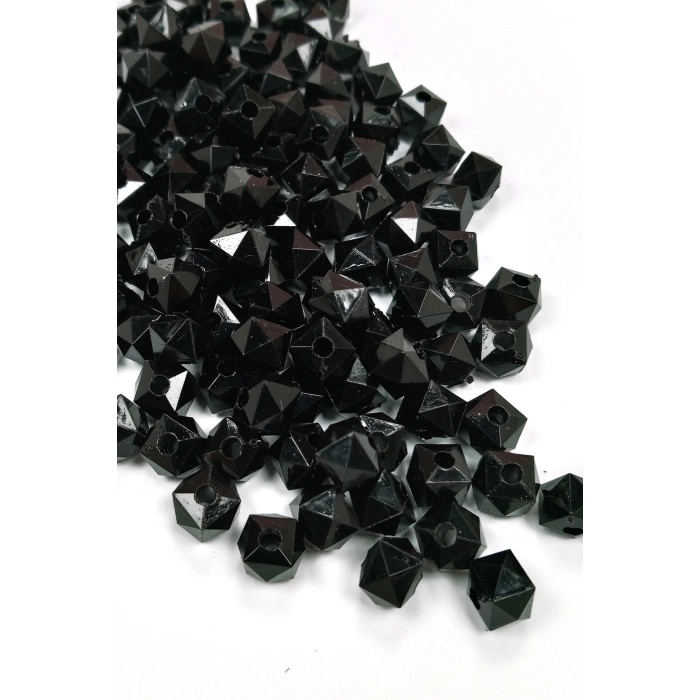 Küp Boncuk İçten Boncuklu Bileklik Çanta Boncuğu 10 mm 50 gr Siyah - BNC457