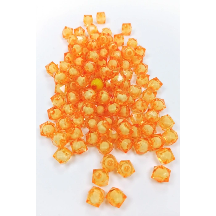 Küp Boncuk İçten Boncuklu Bileklik Çanta Boncuğu 10 mm 50 gr Turuncu - BNC452