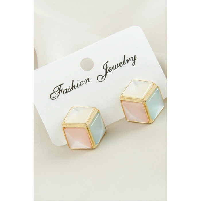 Küp Damla Sedef Taşlı Metal Küpe