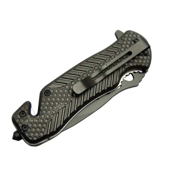 Kurtarma Çakısı Kırmızı 22 Cm Yarı Otomatik , Kemerlikli