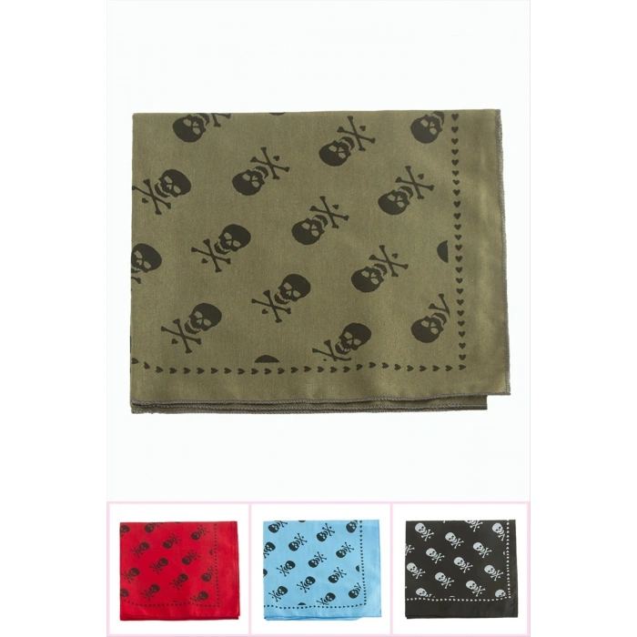 Kuru Kafa Desenli Keten Bandana 50*50