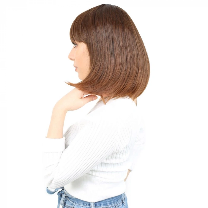 Küt Kahküllü Fiber Sentetik Peruk - Kahve Karamel