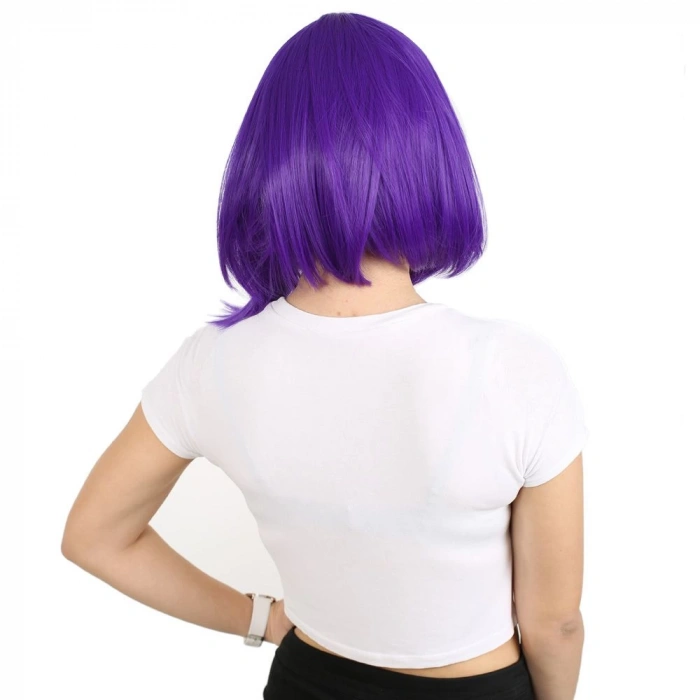 Küt Kahküllü Fiber Sentetik Peruk - Mor