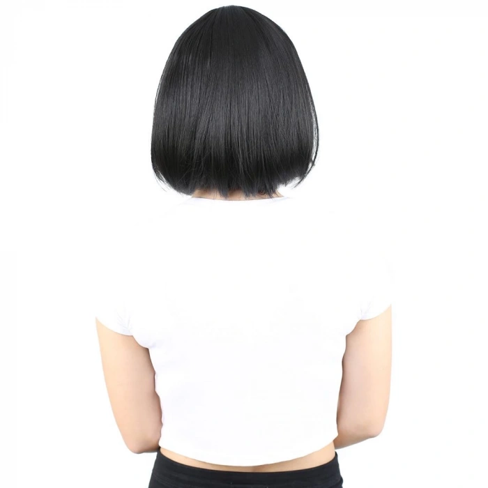 Küt Kahküllü Fiber Sentetik Peruk - Siyah