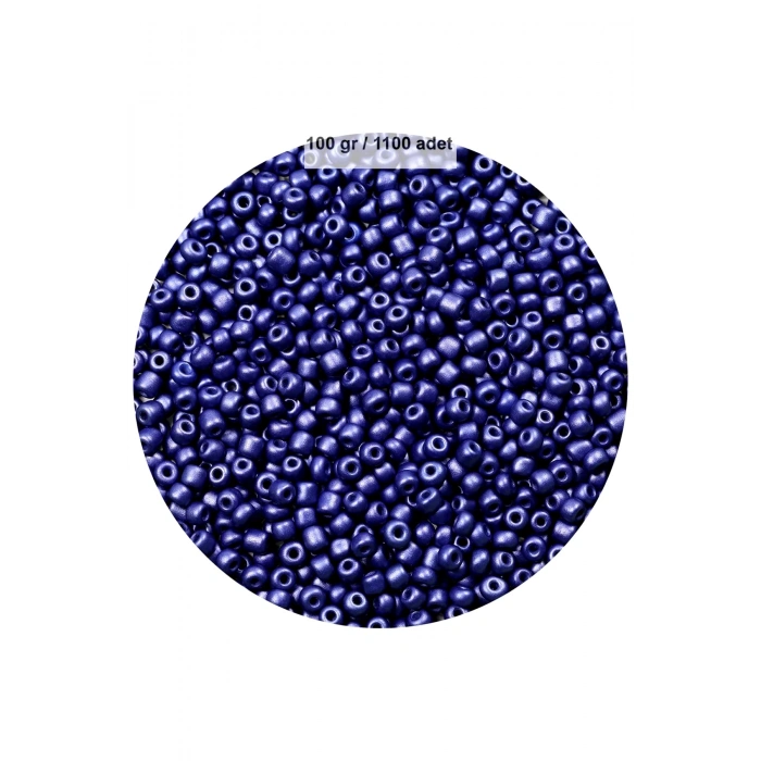 Lacivert Renk 4 mm Yaklaşık 1100 adet / 100 gram Cam Boncuk Oya Yazma Bileklik ve Kolye