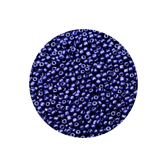Lacivert Renk 4 mm Yaklaşık 220 adet/20 gram Cam Boncuk Oya Yazma Bileklik ve Kolye