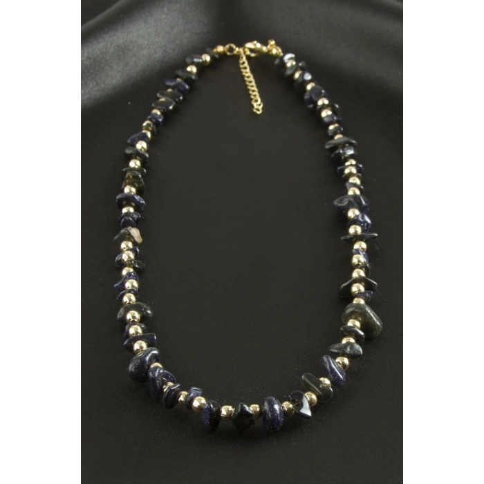 Lacivert Yıldız Kırık Doğaltaş Kolye