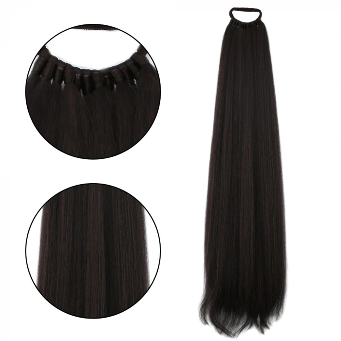 Lastik Tokalı At Kuyruğu Düz - Kızıl Kahve