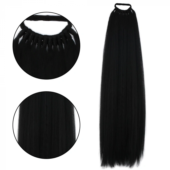 Lastik Tokalı At Kuyruğu Düz - Siyah