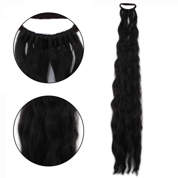 Lastik Tokalı At Kuyruğu Kabarık Afro Dalgalı - Kahve Karamel