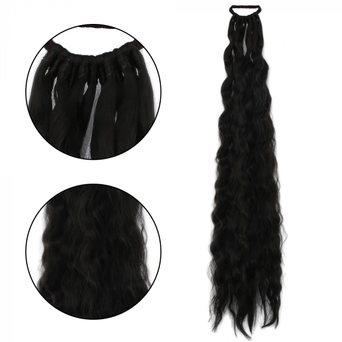 Lastik Tokalı At Kuyruğu Kabarık Afro Dalgalı  - Kahverengi