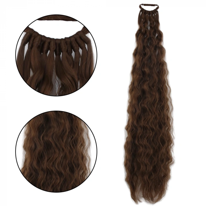 Lastik Tokalı At Kuyruğu Kabarık Afro Dalgalı  - Kumral