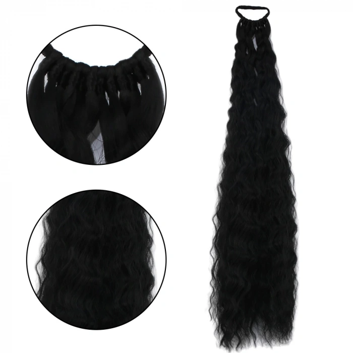 Lastik Tokalı At Kuyruğu Kabarık Afro Dalgalı  - Siyah