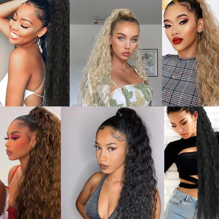Lastik Tokalı At Kuyruğu Kabarık Afro Dalgalı - Siyah / Gri Ombre