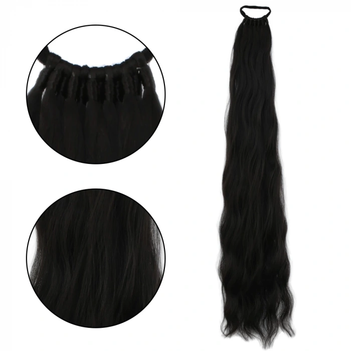 Lastik Tokalı At Kuyruğu Su Dalgalı  - Kahverengi