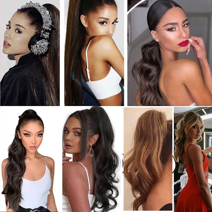 Lastik Tokalı At Kuyruğu Su Dalgalı  - Kahverengi