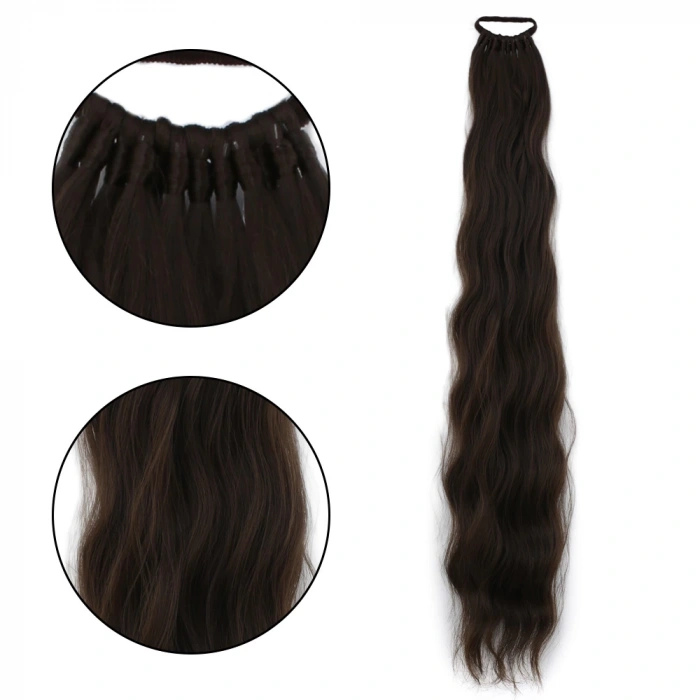 Lastik Tokalı At Kuyruğu Su Dalgalı - Koyu Kumral