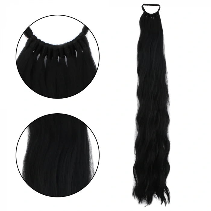 Lastik Tokalı At Kuyruğu Su Dalgalı  - Siyah