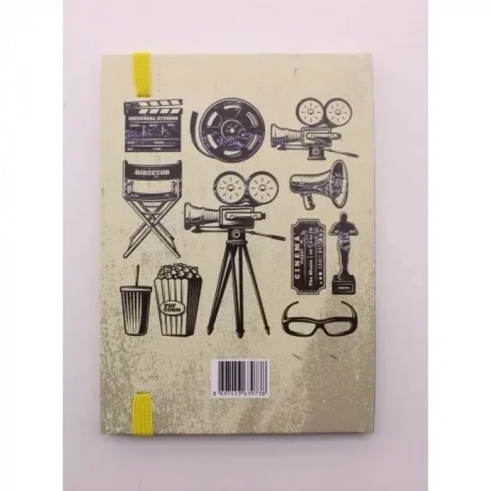 Lastikli Çizgisiz Sert Kapak Retro Cinema Defter