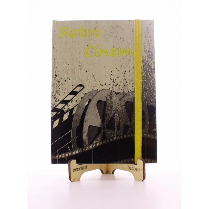 Lastikli Çizgisiz Sert Kapak Retro Cinema Defter