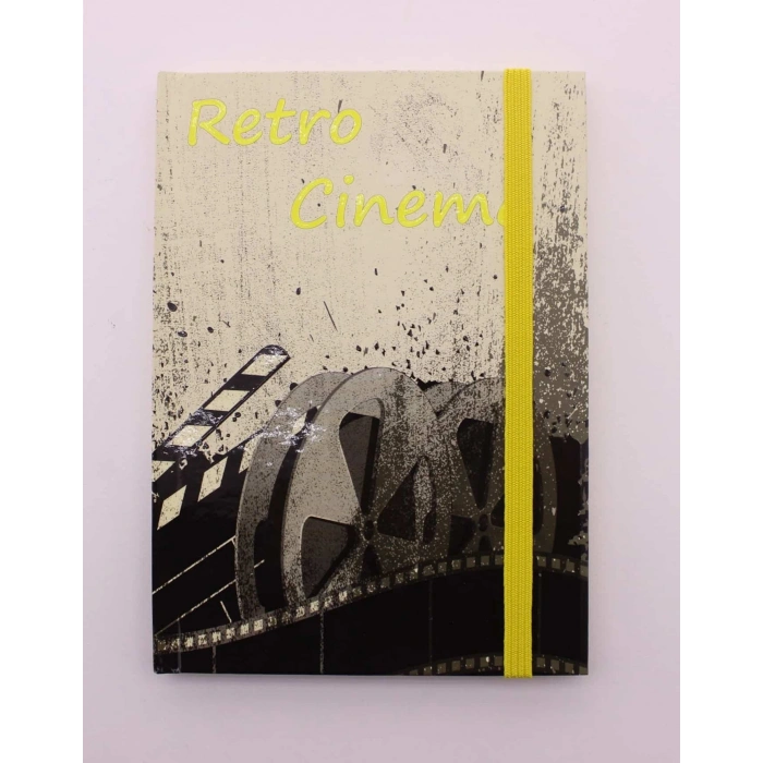 Lastikli Çizgisiz Sert Kapak Retro Cinema Defter