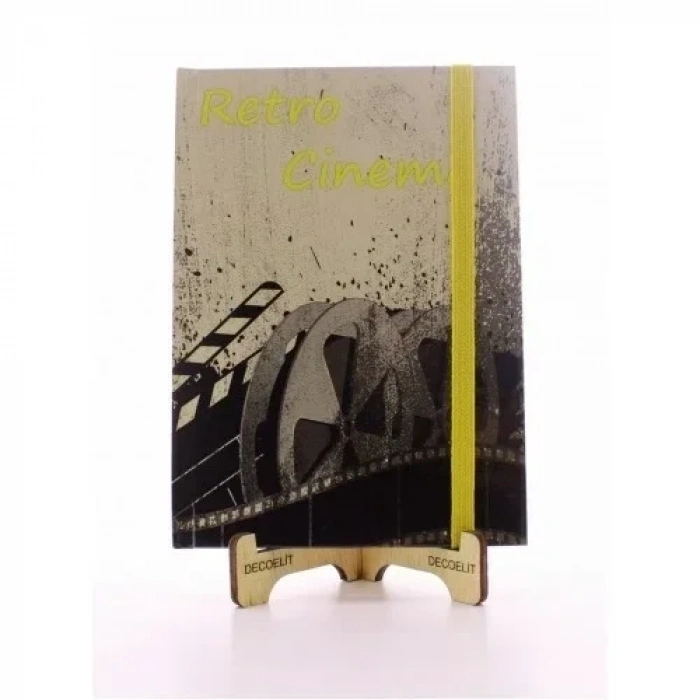 Lastikli Çizgisiz Sert Kapak Retro Cinema Defter