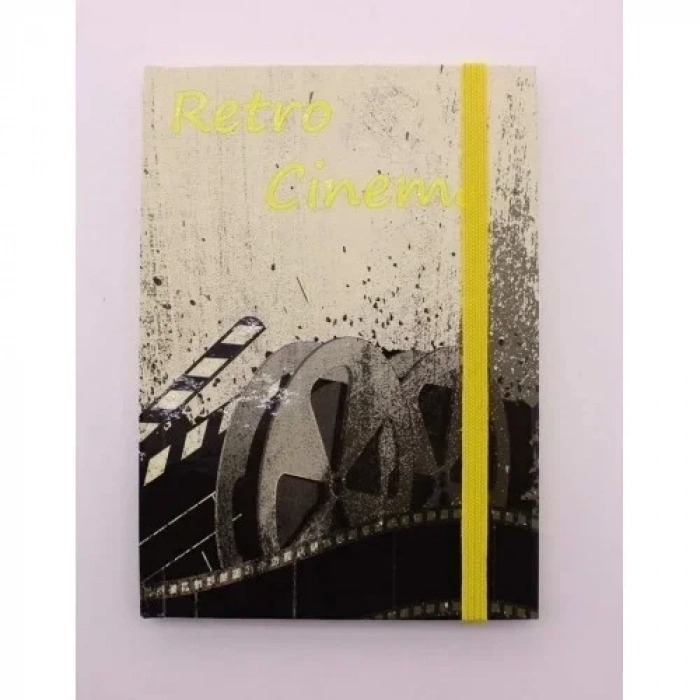 Lastikli Çizgisiz Sert Kapak Retro Cinema Defter