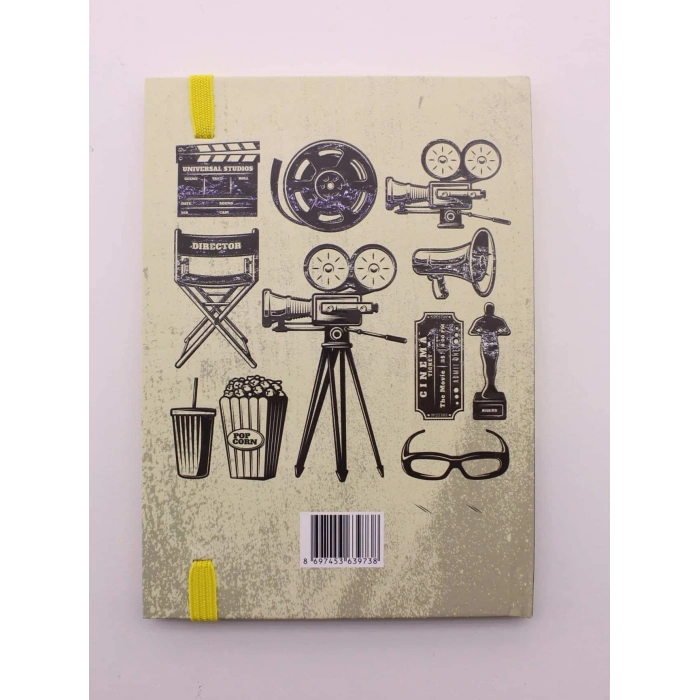 Lastikli Çizgisiz Sert Kapak Retro Cinema Defter