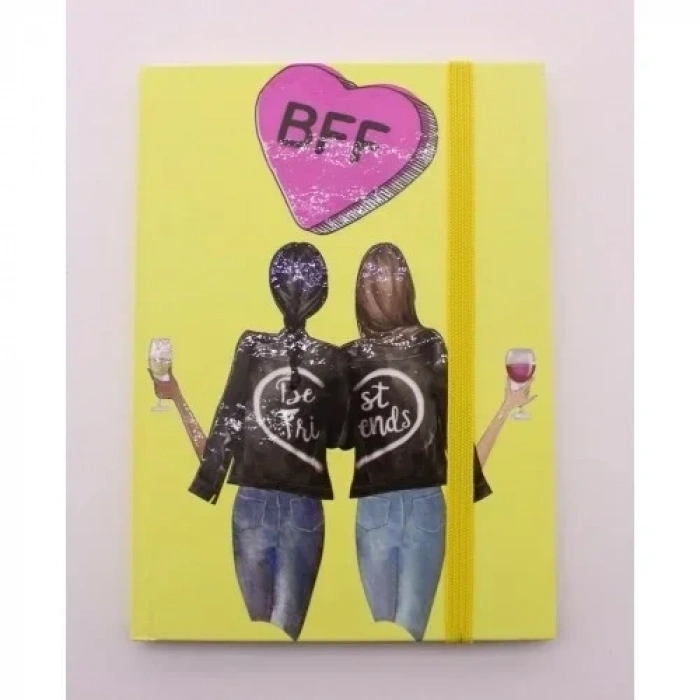 Lastikli Noktalı Sert Kapak Best Friend Defter