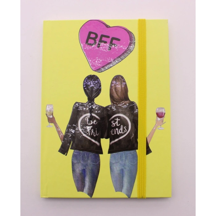 Lastikli Noktalı Sert Kapak Best Friend Defter