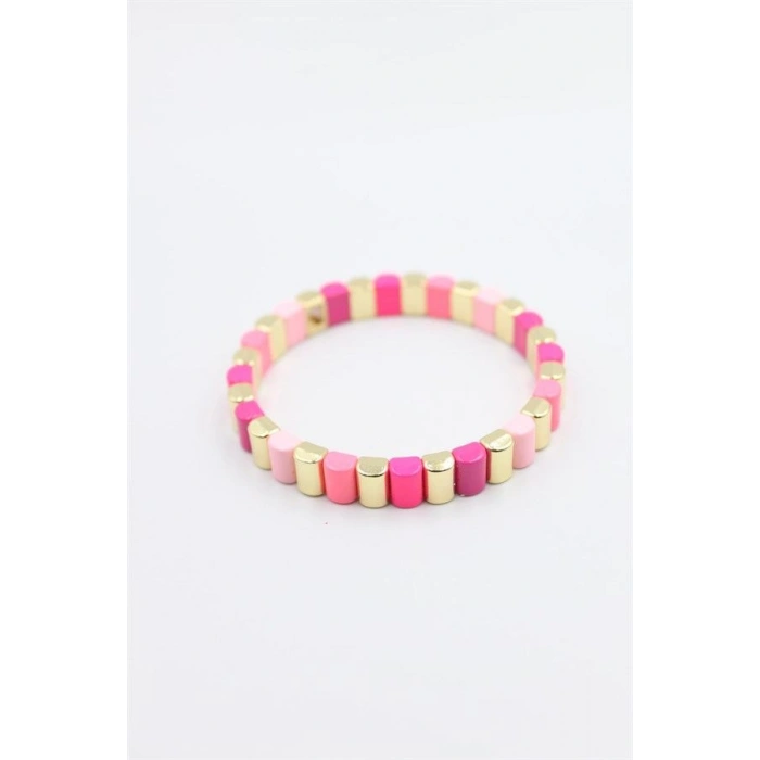 Lastikli Porselen Bilezik - Pembe