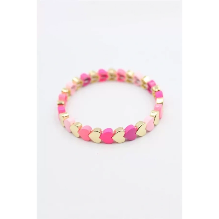 Lastikli Porselen Bilezik - Pembe