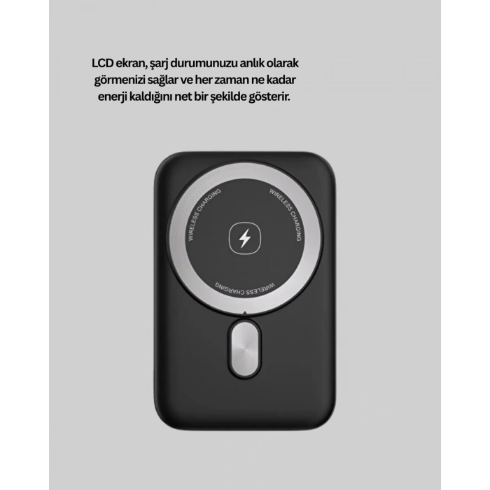 Lcd Ekranlı Kablosuz Powerbank Type C Ve Usb Çıkışlı