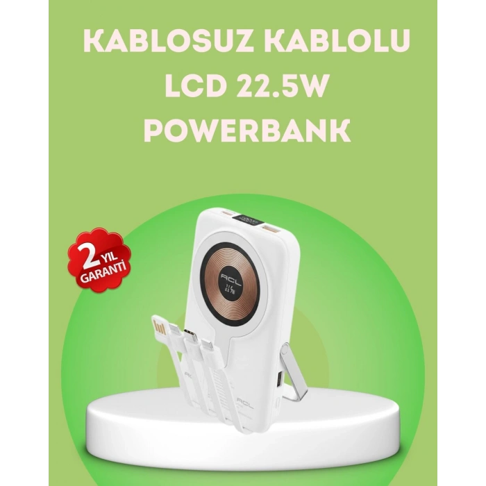 Lcd Göstergeli Manyetik Powerbank Type C Usb Girişli