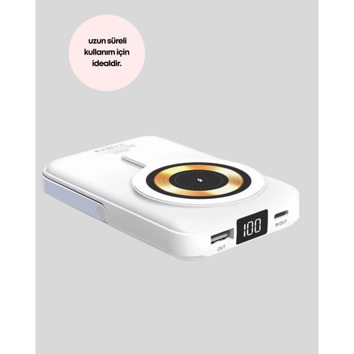 Lcd Göstergeli Manyetik Powerbank Type C Usb Girişli