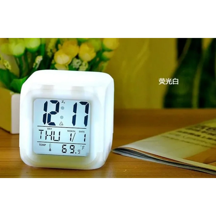 Led Dijital Renkli Masa Saati Alarm Termometre Tarih Masaüstü Saat (4887)