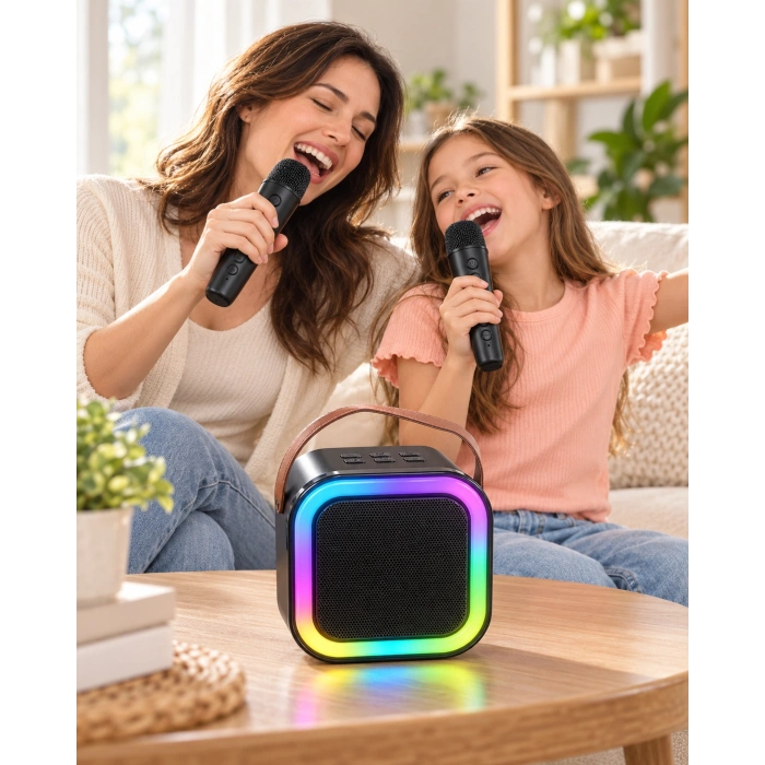 LED Işıklı Bluetooth Karaoke Hoparlör Seti