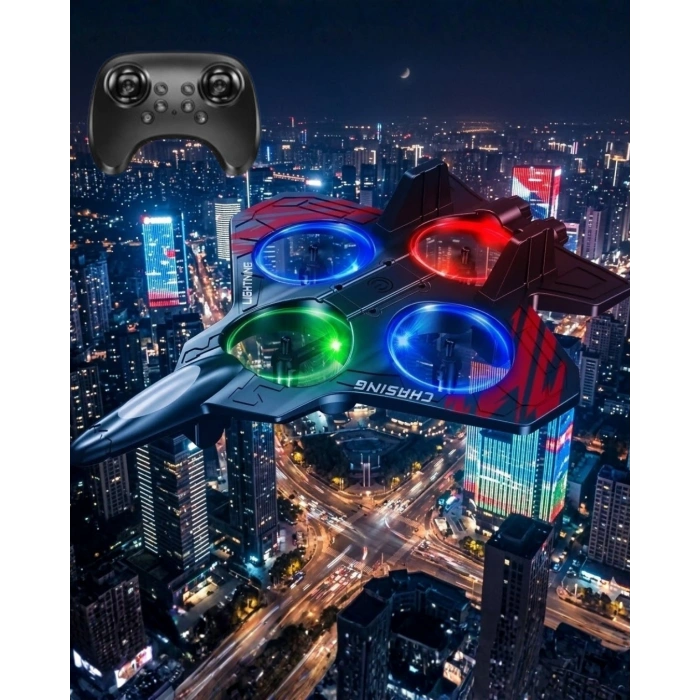 Led Işıklı Oyuncak Drone Fighter Jet Tasarımlı Uzaktan Kumandalı Uçak