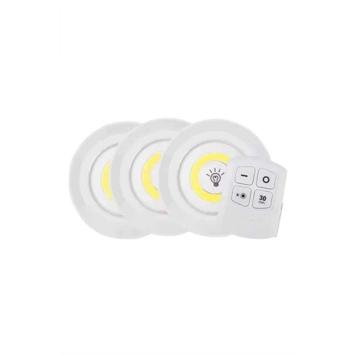 Led Lamba 3lü Uzaktan Kumandalı Yapışkanlı