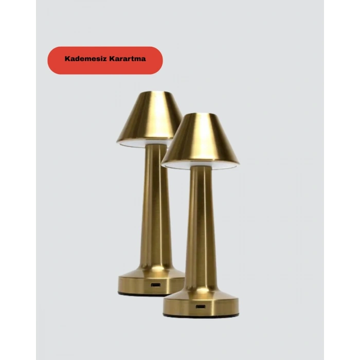 Led Masa Lambası 3 Renk Ayarlı Şarjlı Kablosuz Modern Tasarım