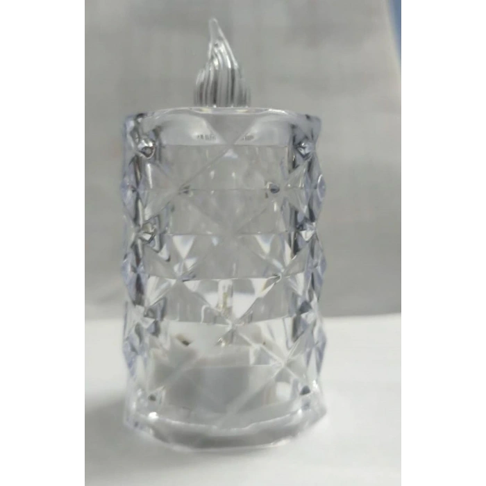 Led Mum Şeffaf Kristal LED Mum Pilli Alevsiz Çay Mumu Düğün Doğum Günü Ortam Işığı Midi