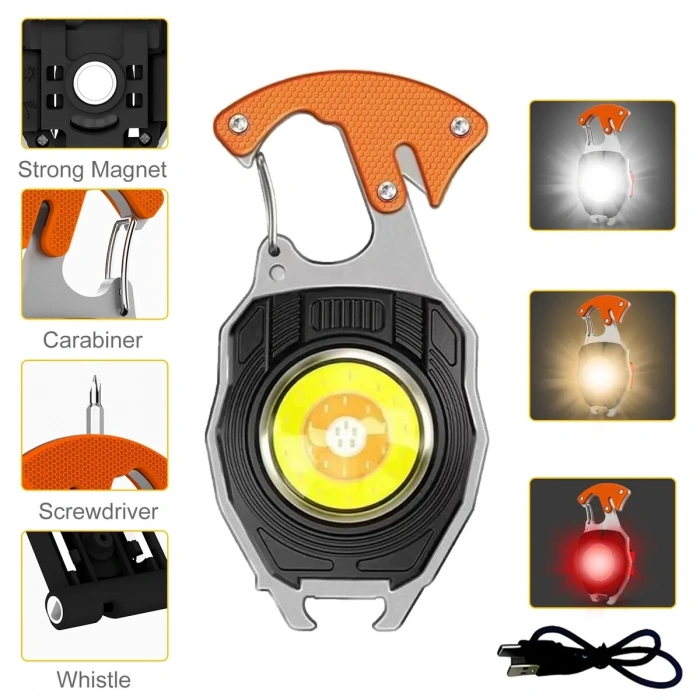 LED Şarj Edilebilir El Feneri Çok Amaçlı Alet Anahtarlık (4887)