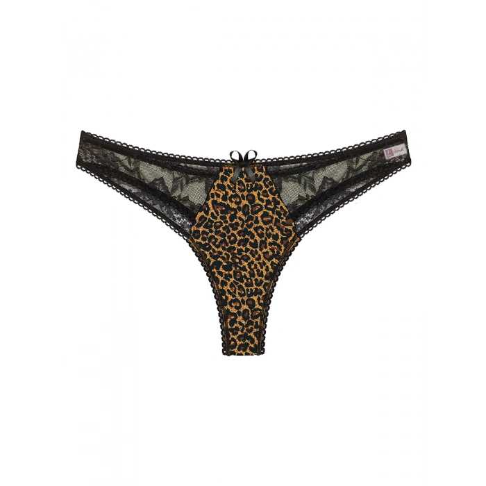  Leopar Desenli Dantelli Fantezi G String Külot
